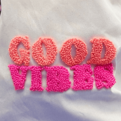 Good Vibes punch needle bag pattern sheet