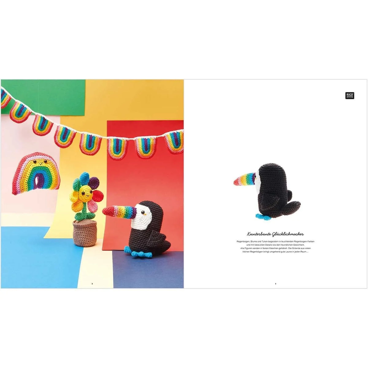 Ricorumi crochet book 'Rainbow' in German by Rico Design