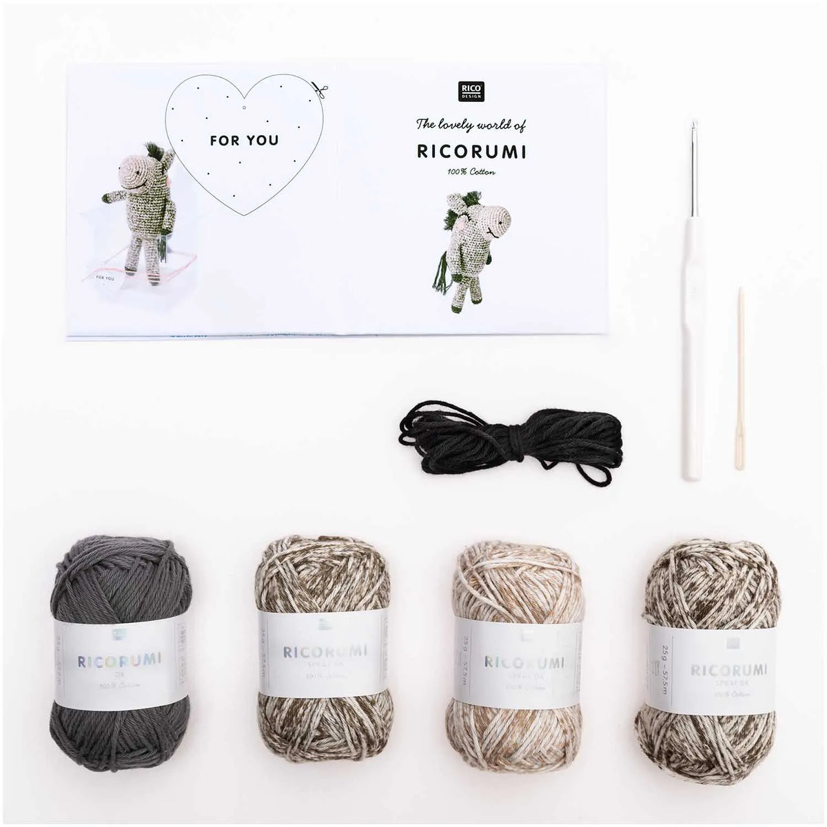 Ricorumi crochet kit for a donkey amigurumi by Rico Design