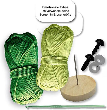 Emotional Support Veggies pea crochet kit contents