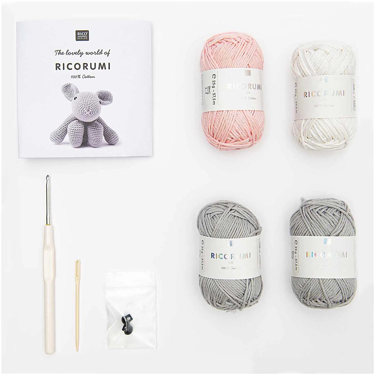 Ricorumi crochet kit for a bunny amigurumi by Rico Design