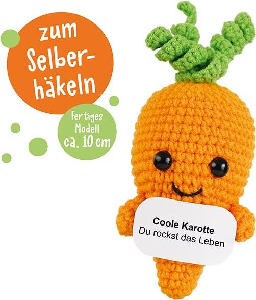 Crocheted carrot plushie from the support veggies kit