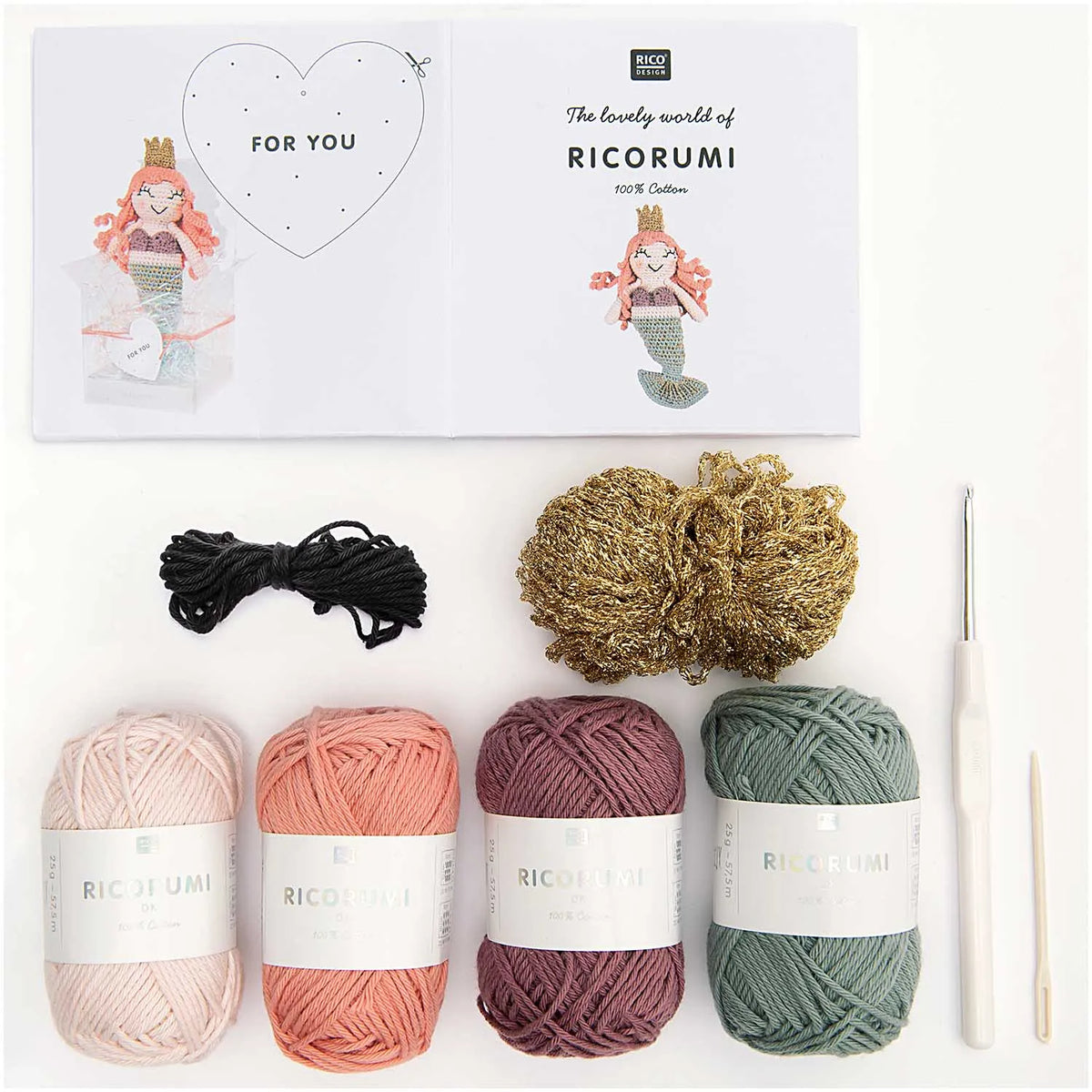 Ricorumi crochet kit for a mermaid amigurumi by Rico Design