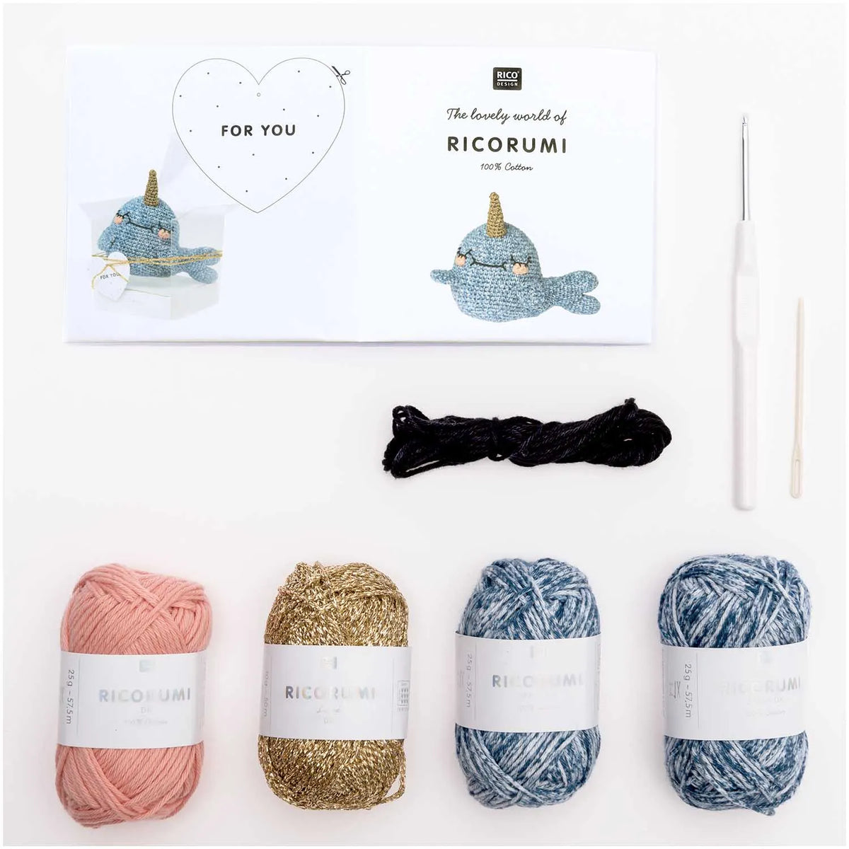 Ricorumi crochet kit for a Narwahl- Creative Ricorumi by Rico Design