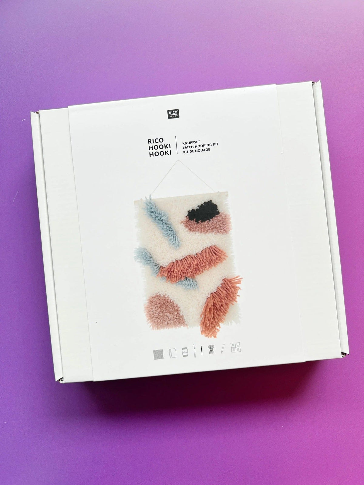 Latch hook rug kit with stones design by Rico Design