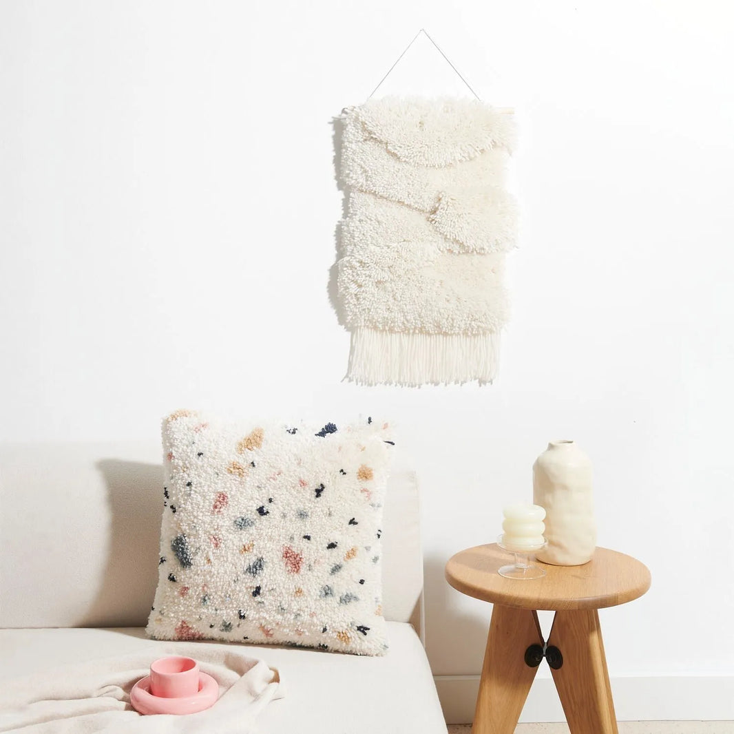 Latch hook rug kit with white landscape design by Rico Design