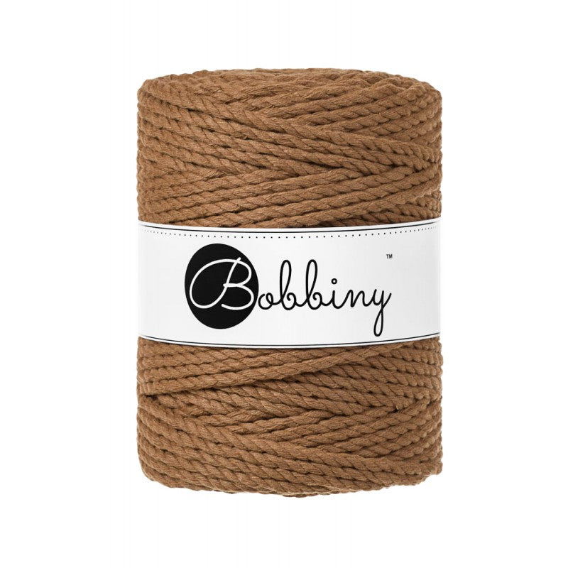 Bobbiny 3-fach Makramee-Schnur, 5mm und 100m, in Caramel