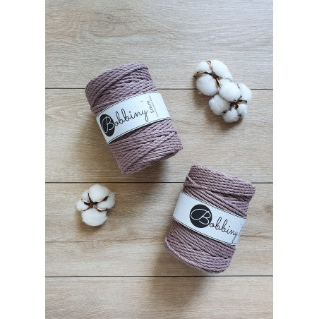 Bobbiny 3-fach Makramee-Schnur, 5mm und 100m, in Mauve