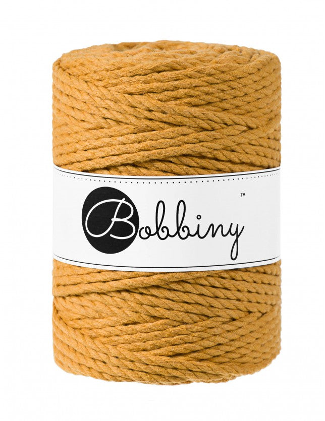 Bobbiny 3-fach Makramee-Schnur, 5mm und 100m, in Mustard