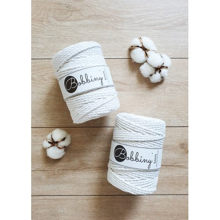 Bobbiny 3-fach Makramee-Schnur, 5mm und 100m, in Off White