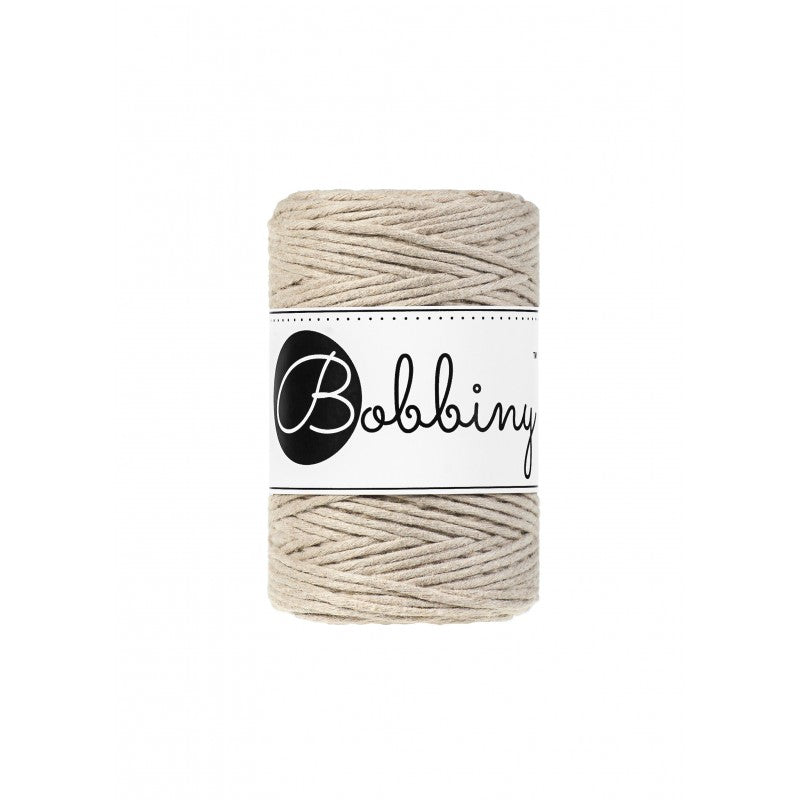 Bobbiny Makramee-Baumwollkordel, 1,5mm und 100m, in Beige