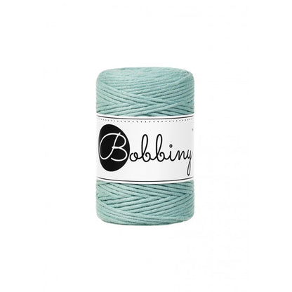 Bobbiny macramé cotton cord, 1.5mm and 100m, in duck egg blue