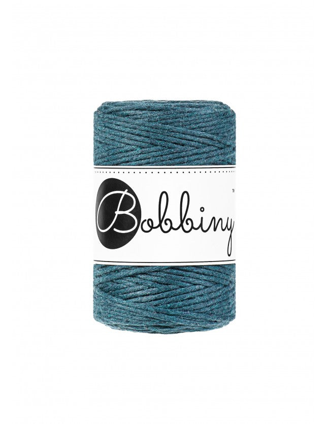 Bobbiny Makramee-Baumwollkordel, 1,5mm und 100m, in Peacock Blue