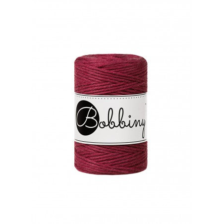 Bobbiny Makramee-Baumwollkordel, 1,5mm und 100m, in Wine Red
