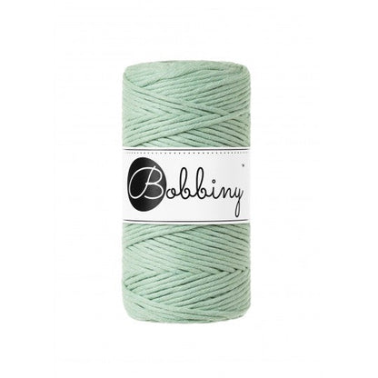 Bobbiny macramé cotton cord, 3mm and 100m, in aloe green