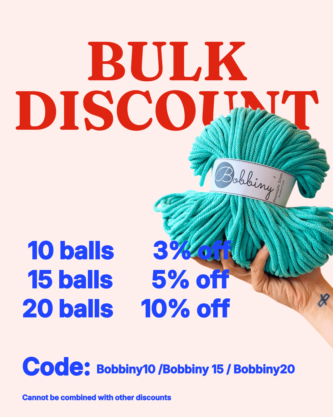 Braided Cord 5mm (100m) - Cotton - Bobbiny