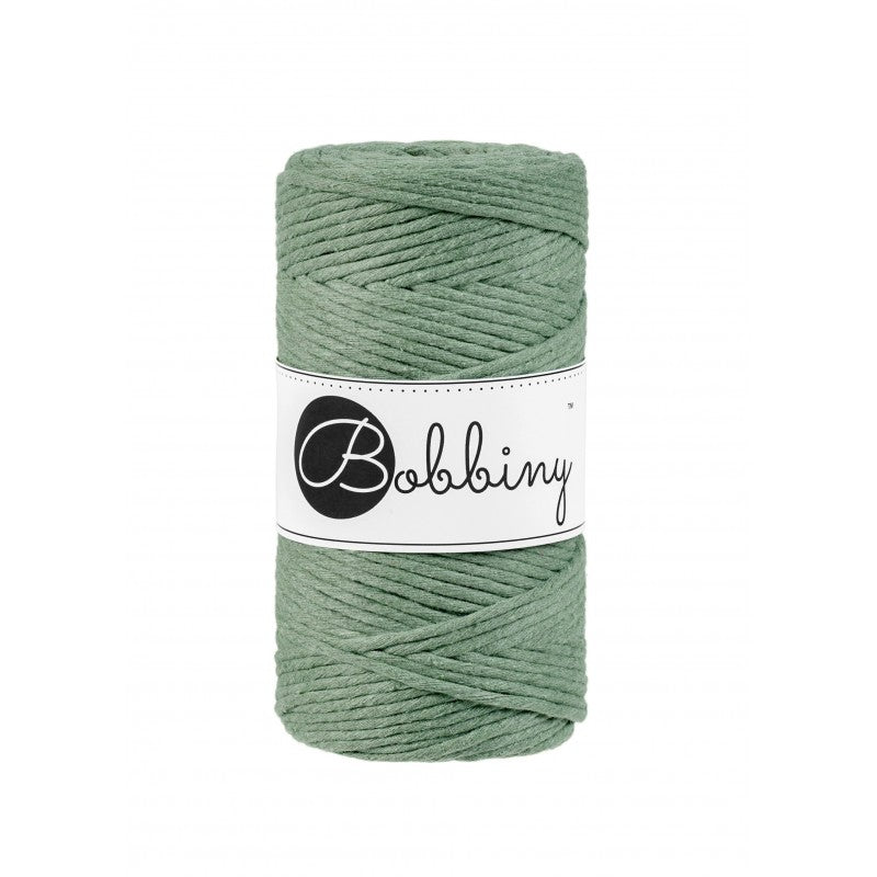 Bobbiny Makramee-Baumwollkordel, 3mm und 100m, in Eucalyptus Green