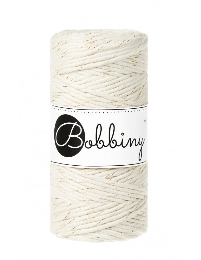Bobbiny Makramee-Baumwollkordel, 3mm und 100m, in Golden Natural