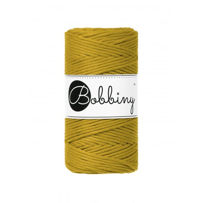 Bobbiny macramé cotton cord, 3mm and 100m, in spicy yellow