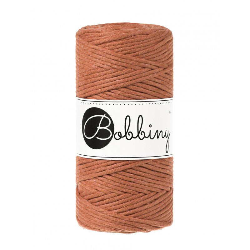 Bobbiny Makramee-Baumwollkordel, 3mm und 100m, in Terracotta
