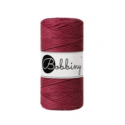 Bobbiny macramé cotton cord, 3mm and 100m, in wine red