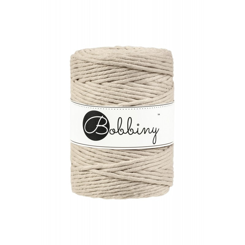Bobbiny Makramee-Baumwollkordel, 5mm und 100m, in Beige