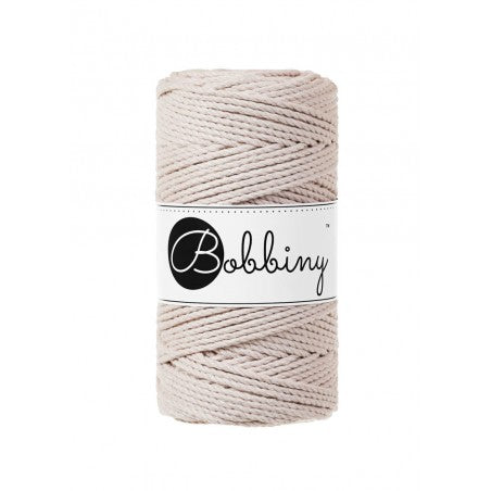 Bobbiny 3-ply macramé rope, 3mm and 100m, in nude