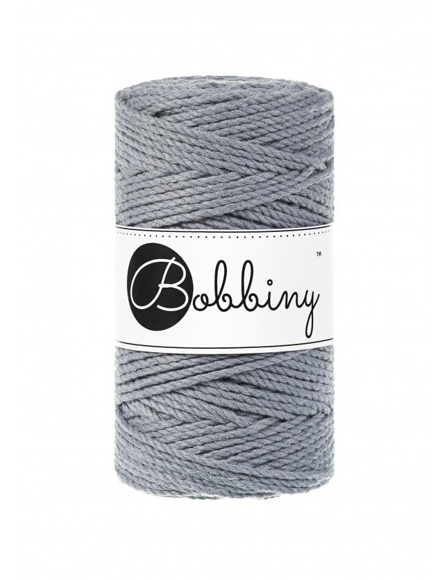 Bobbiny 3-fach Makramee-Schnur, 3mm und 100m, in Steel