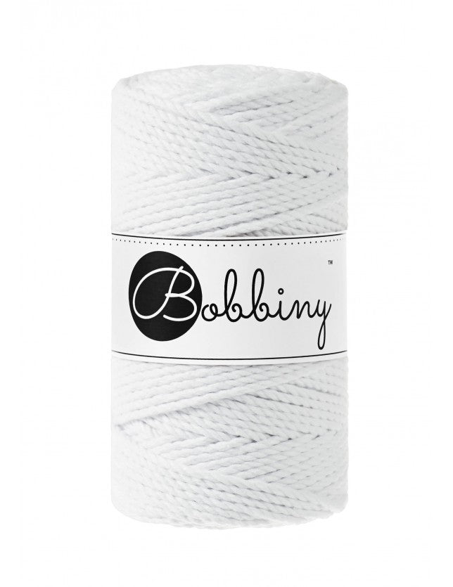 Bobbiny 3-fach Makramee-Schnur, 3mm und 100m, in Weiss