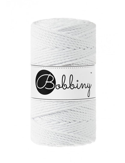Bobbiny 3-fach Makramee-Schnur, 3mm und 100m, in Weiss