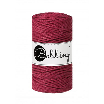 Bobbiny 3-fach Makramee-Schnur, 3mm und 100m, in Wine Red