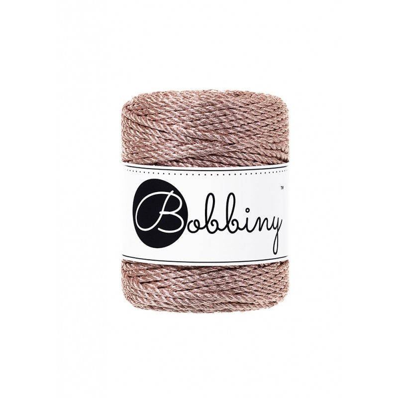 Bobbiny Makramee-Garn metallic in Roségold, 3mm