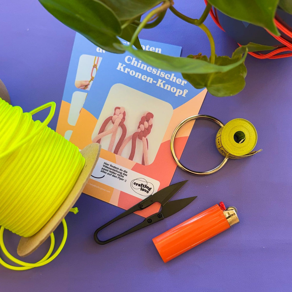 Paracord-Makramee-Pflanzenampel mit eingehängtem Topf