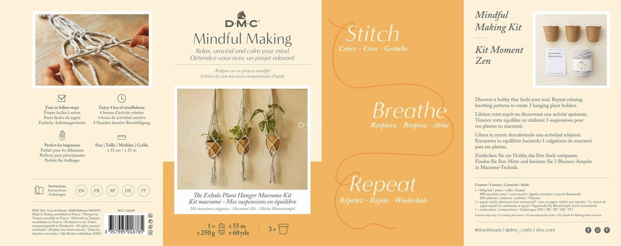 Macramé plant hanger kit, three hangers by DMC