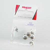 Pack of 6 real silver-plated metal smiley face charms for tufting and craft projects