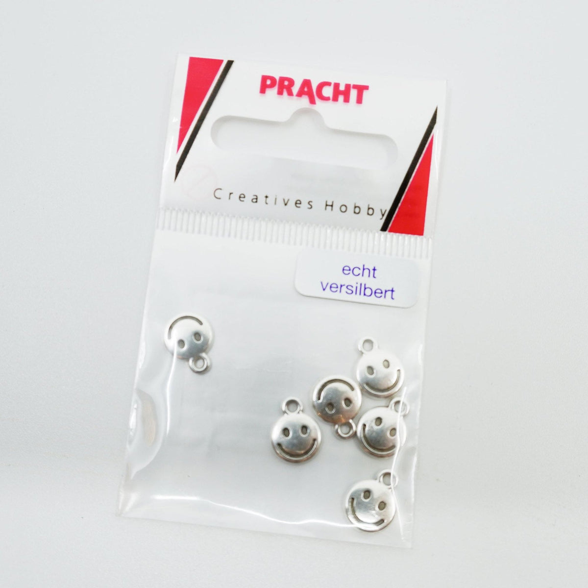 Pack of 6 real silver-plated metal smiley face charms for tufting and craft projects