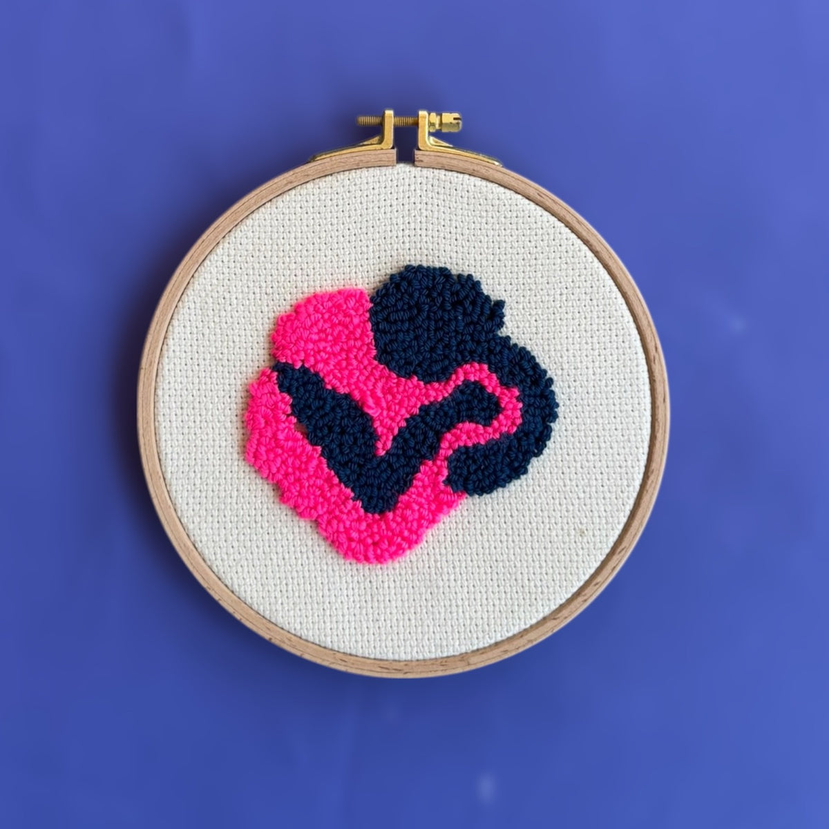 Hug punch needle wallpiece detail