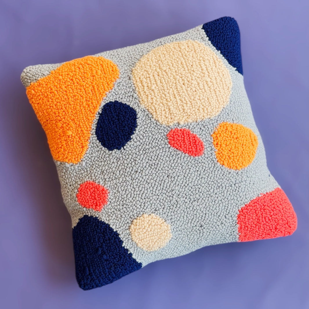 Blobs punch needle pillowcase detail