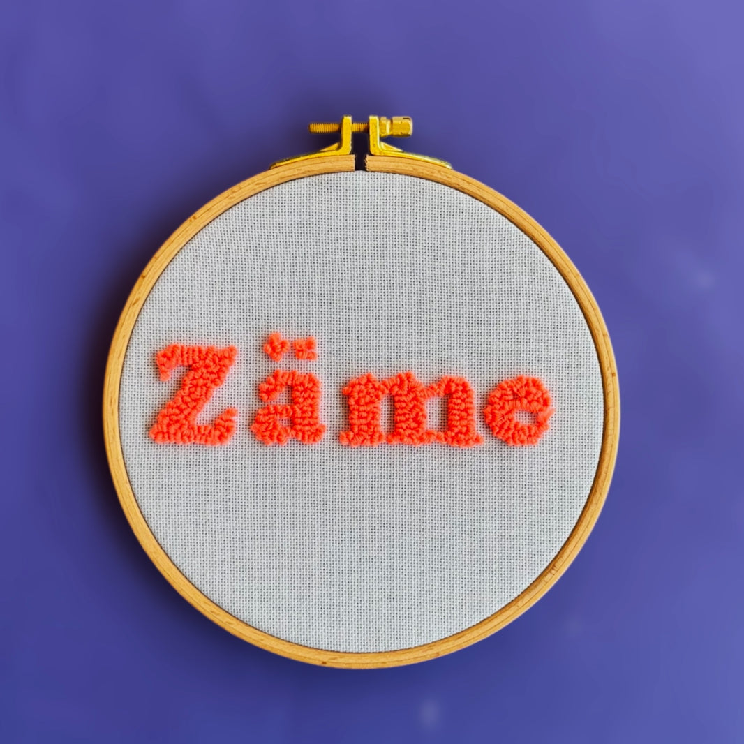Zäme punch needle wallpiece detail