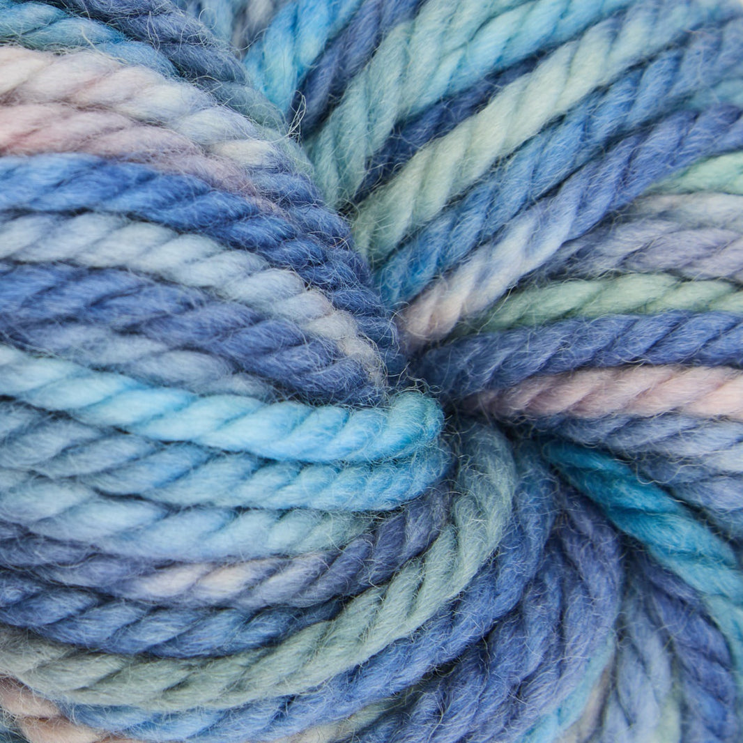 Variegated punch needle rug yarn skein in Blue Christmas, 110g