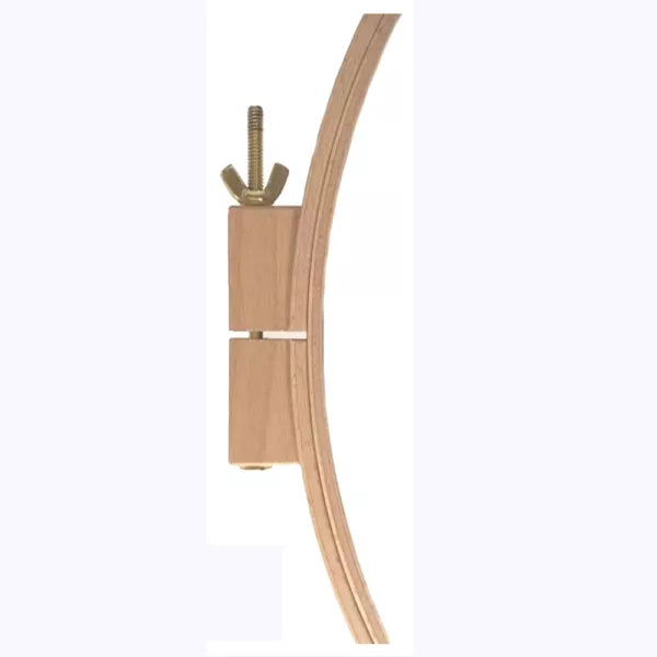 Beech wood quilting hoop, close-up of the fastener