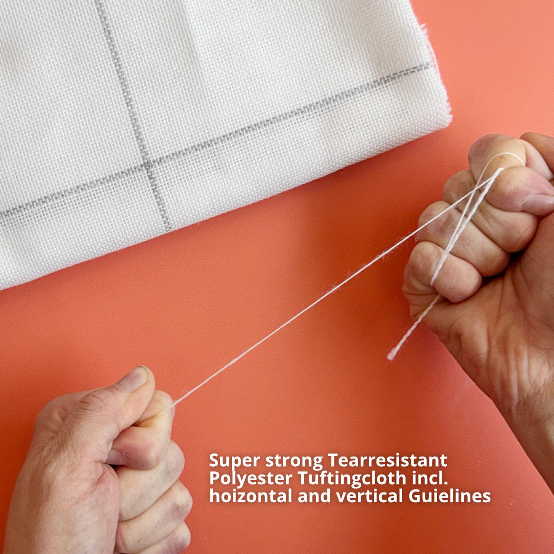 Premium-Tuftingcloth aus Polyester am Rahmen, Nahaufnahme