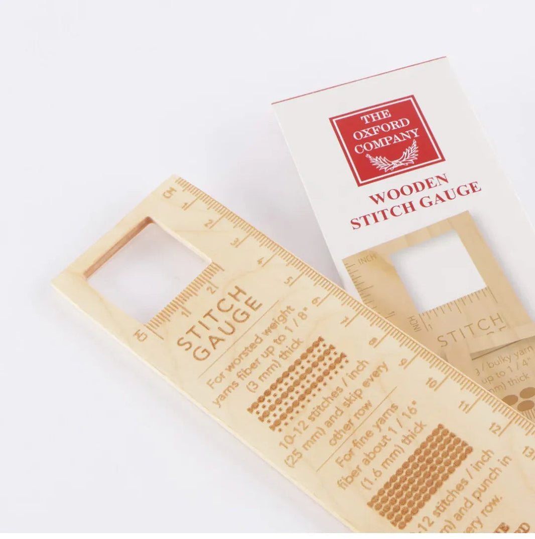 Wooden stitch gauge for punch needling by Oxford Company