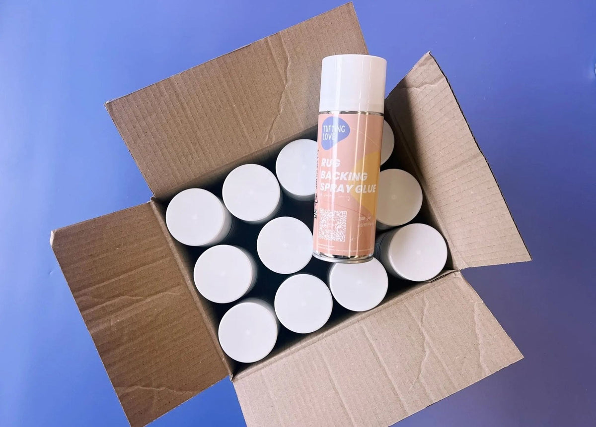 Rug backing spray glue, box of twelve cans